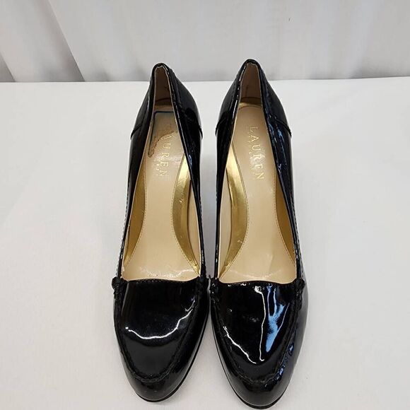 LAUREN Ralph Lauren Size 7.5 Black Patent Leather Heels Q - Picture 7 of 12